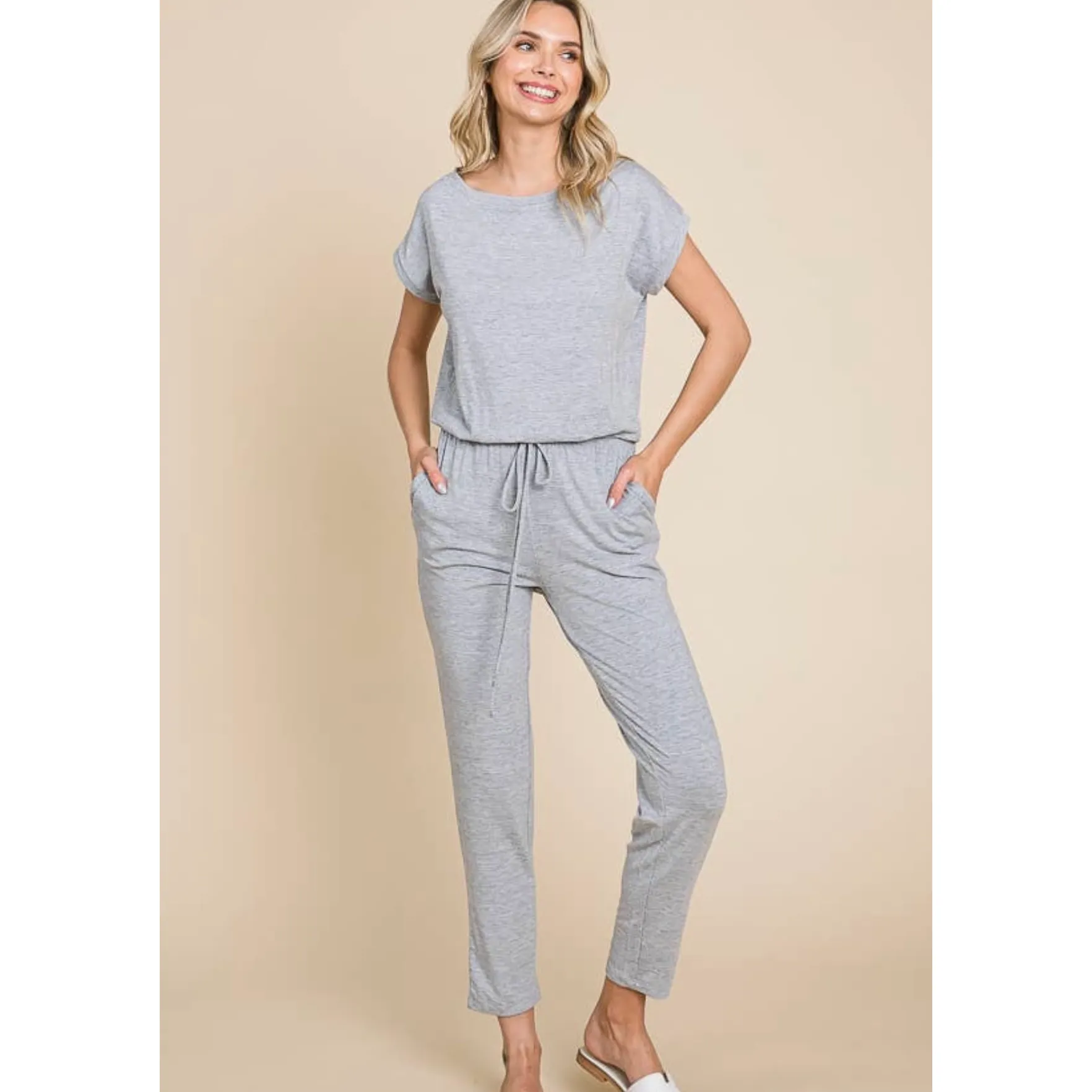 Jersey Off Shoulder Jumpsuit