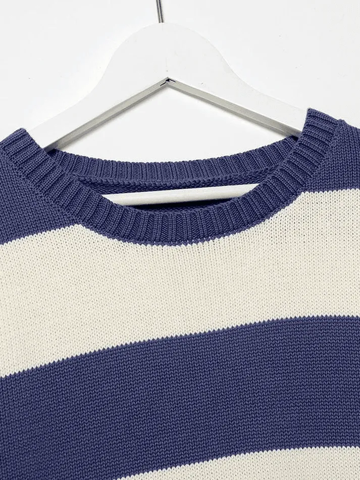 Joskaa Striped Crew Neck Knit Sweater
