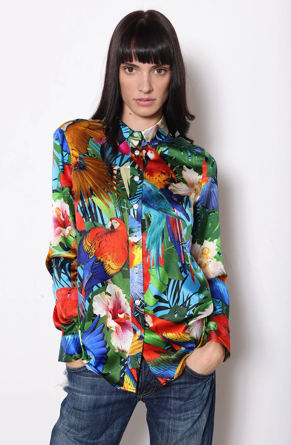 Long Sleeve Blouse   Parrot