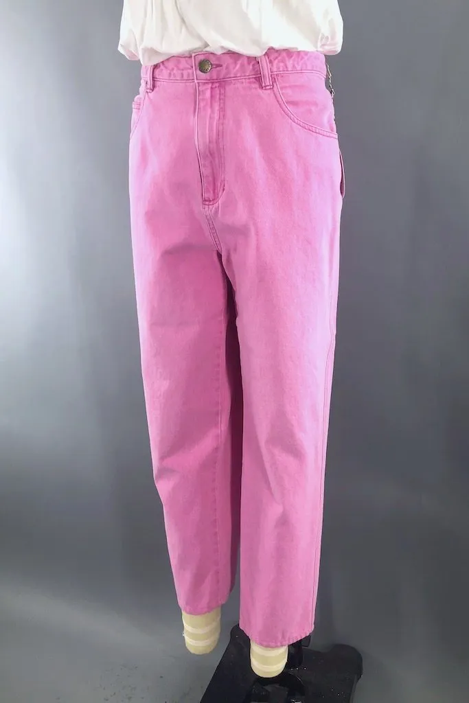 Vintage Pink Cropped Mom Jeans