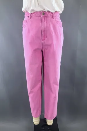 Vintage Pink Cropped Mom Jeans