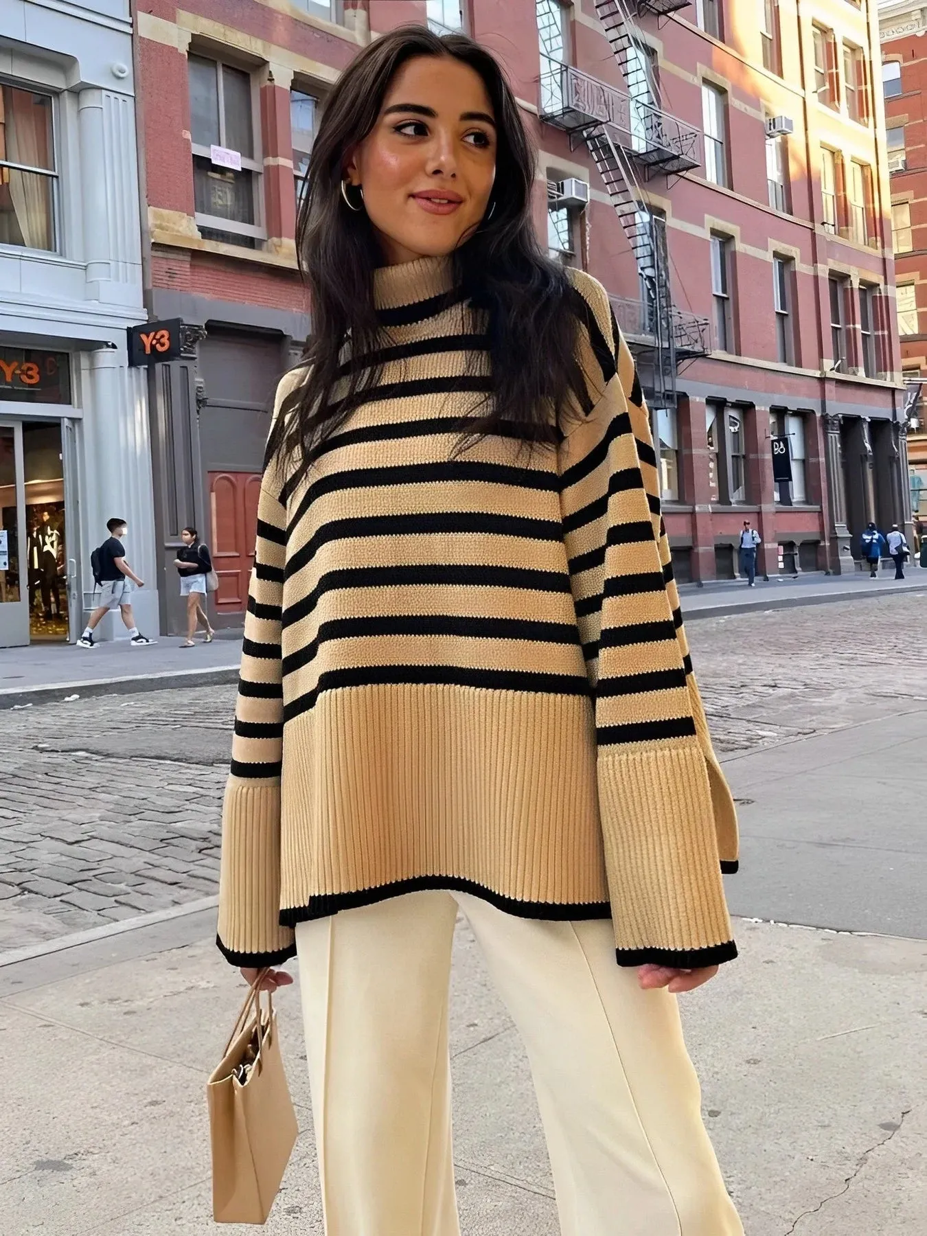 Women's Comfortable Loose Striped Knit Pullover | Ideal for Autumn/Winter